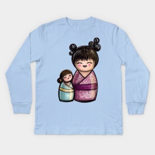 Kokeshis Mother and daughter Kids Long Sleeve T-Shirt